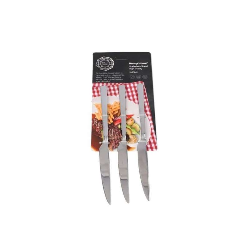 Silver Stainless Steel Dinner Knives Set 3Pcs 228Cm