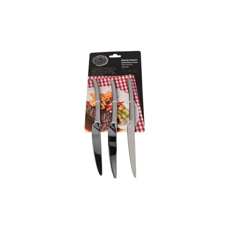 Silver Stainless Steel Dinner Knives Set 3Pcs 255Cm