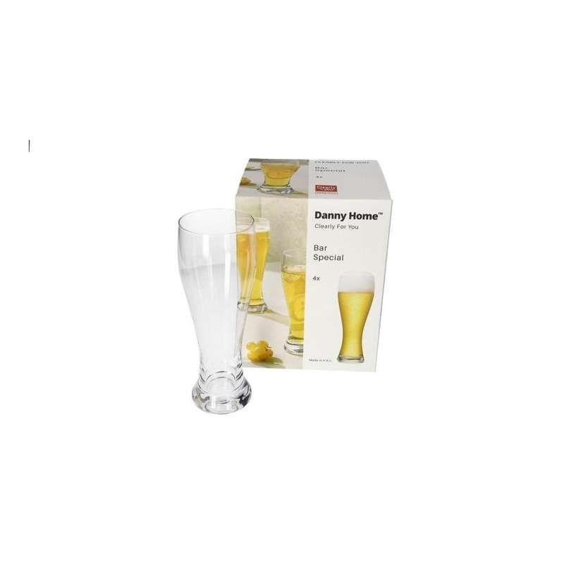 Special Bar Clear Long Beer Glasses 4Pcs 600Ml