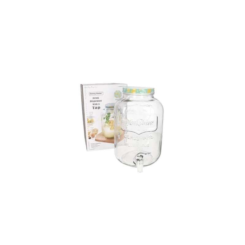 Square Clear Blue Glassware Beverage Dispenser With A Tap 5L