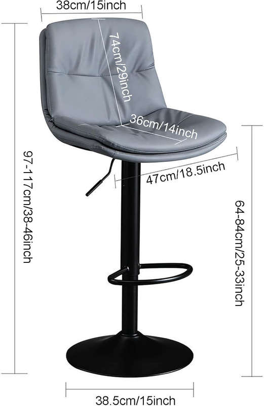 Swivel Adjustable Height Barstool- Grey