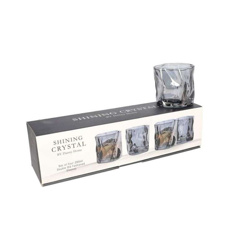 Twisted Double Old Fashion Whiskey Glasses 280Ml 4Pcs
