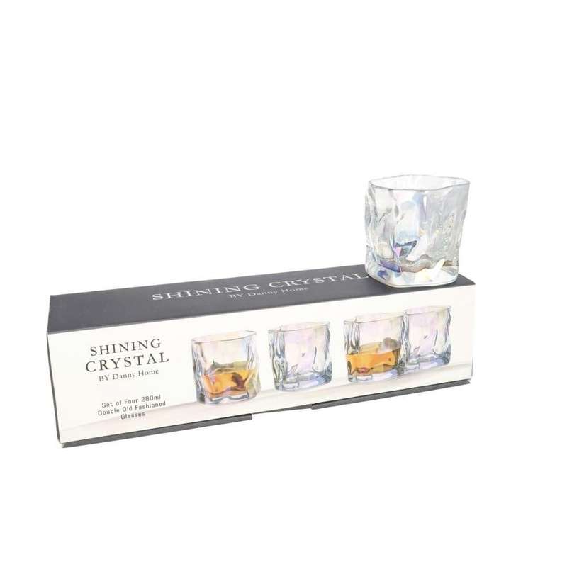Twisted Double Old Fashion Whiskey Glasses 4Pcs 280Ml