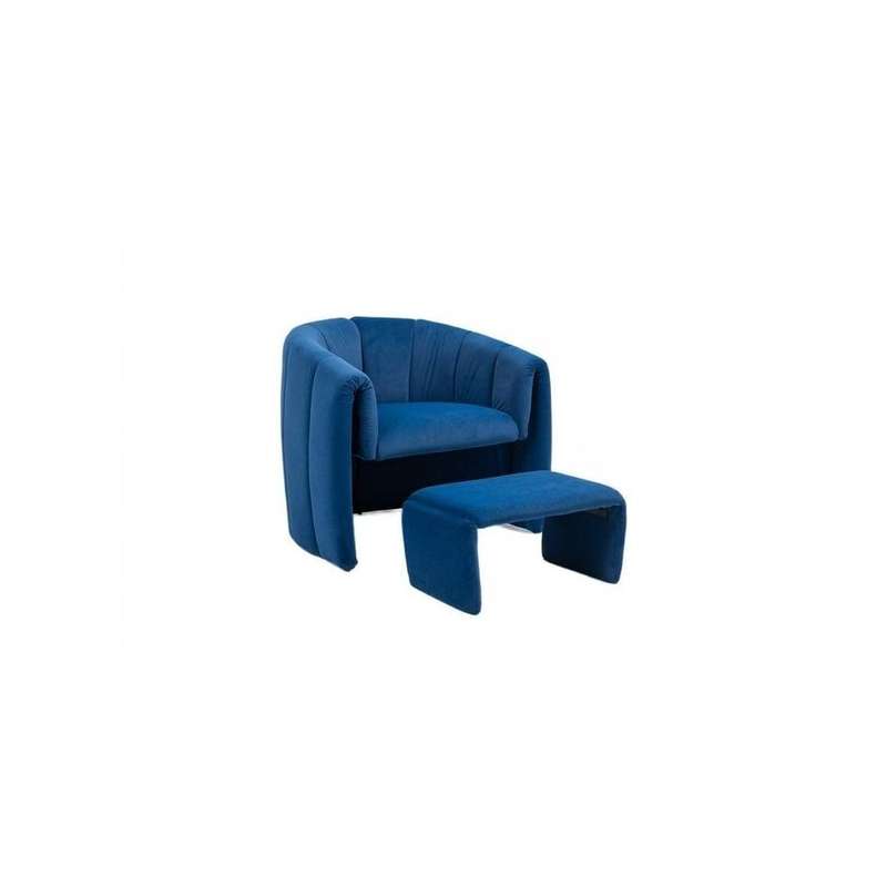 Velvet Sofa Armchair With Ottoman