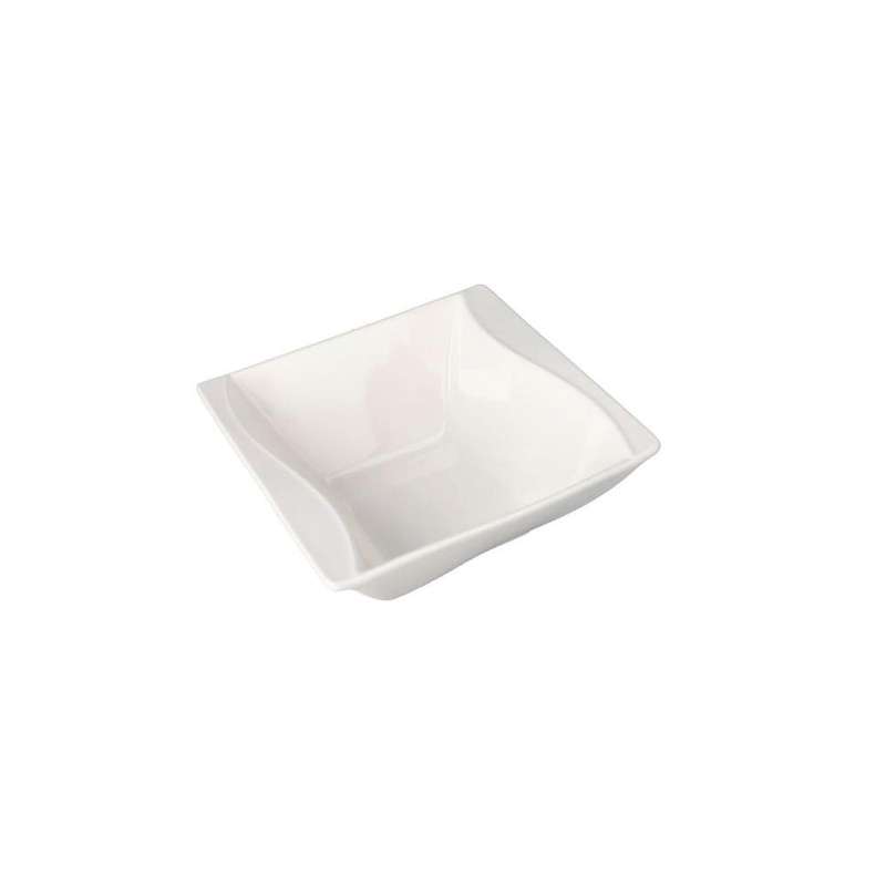White Ceramic Square Wavy Cereal Bowl 15Cm 226G 5 Inch