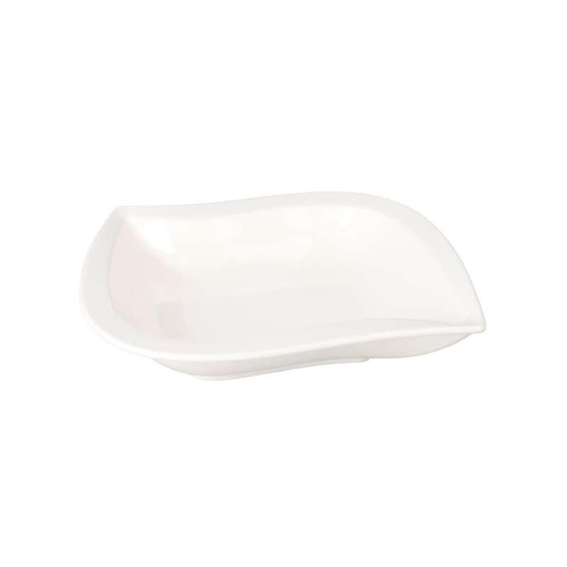White Ceramic Wavy Cereal Deep Plate 21Cm 675G 8 Inch