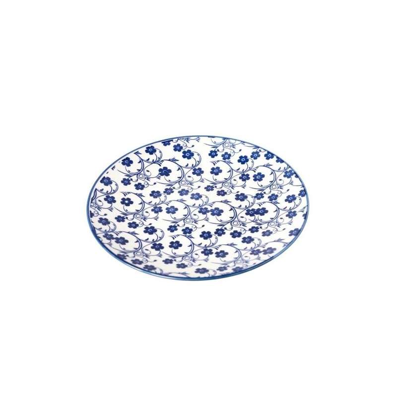 White Navy Porcelain Floral Round Side Plate 188Cm