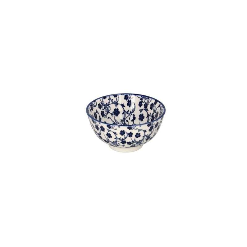 White Navy Porcelain Round Floral Cereal Bowl 155Cm