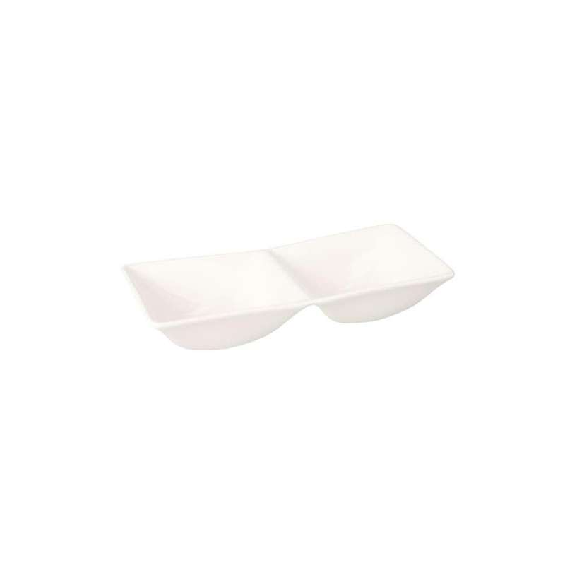 White Rectangular Ceramic 2 Division Platter Serving Tray 183Cm 271G