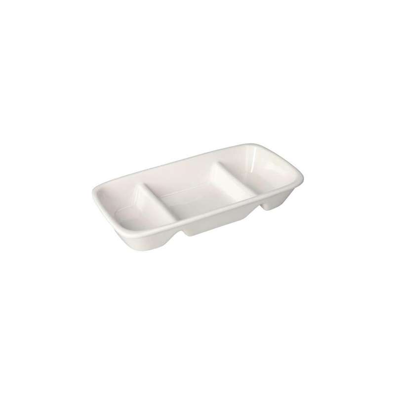 White Rectangular Ceramic 3 Divison Snacks Platter Serving Tray 203Cm 8 Inch