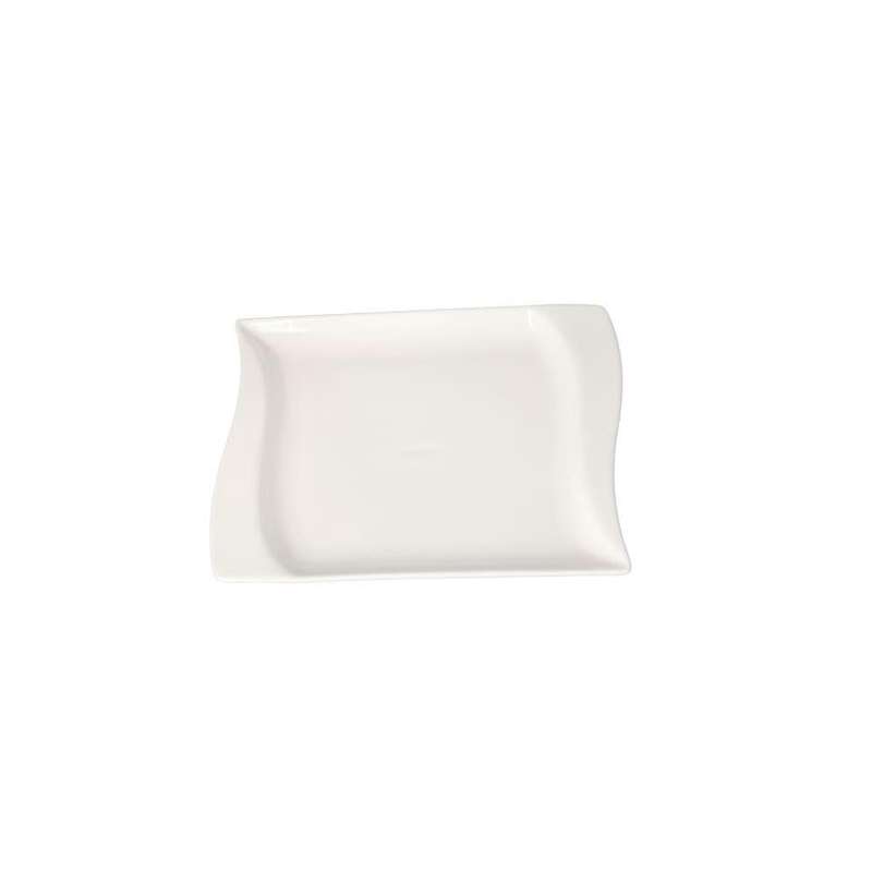 White Rectangular Ceramic Wavy Dessert Side Plate 20Cm 402G 8 Inch