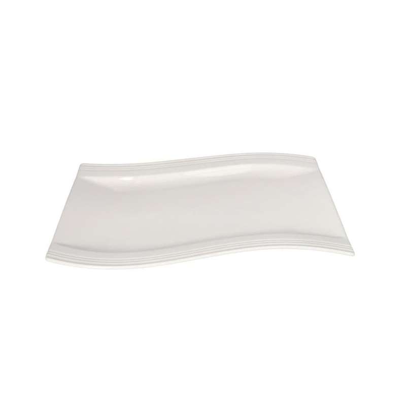 White Rectangular Ceramic Wavy Platter 33Cm 1015G 13 Inch