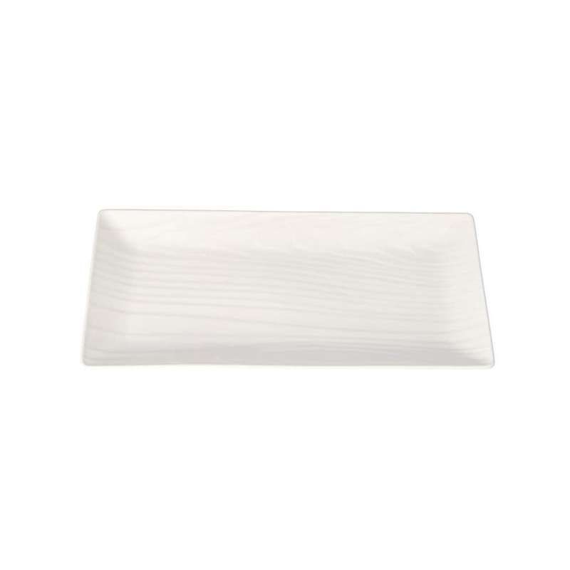 White Rectangular Ceramic Wood Grain Rectangle Serving Platter 30Cm
