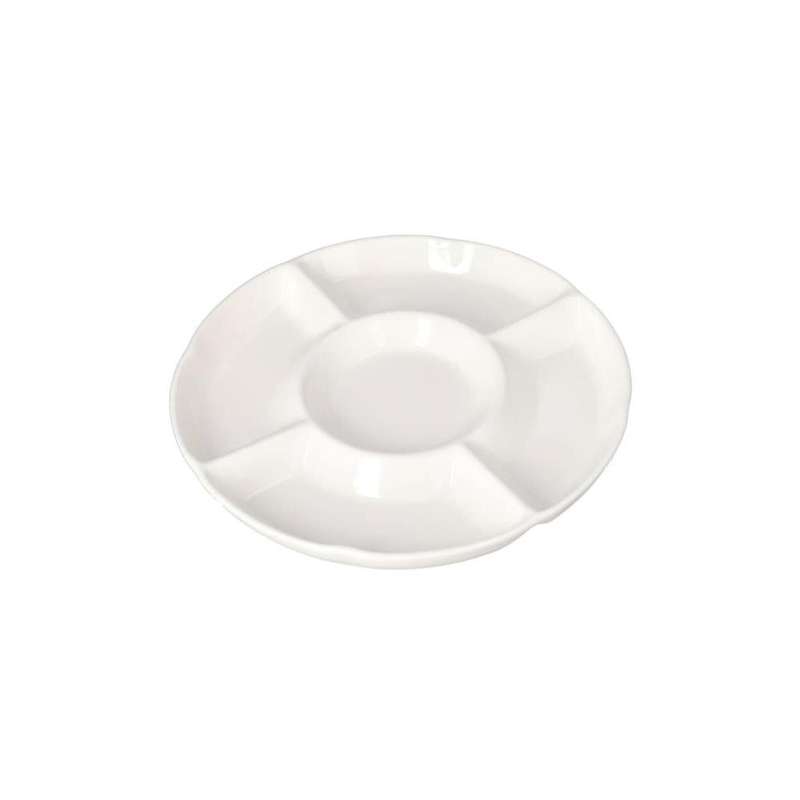 White Round Ceramic 5 Division Dessert Platter Serving Tray 245Cm 800G 98 Inch