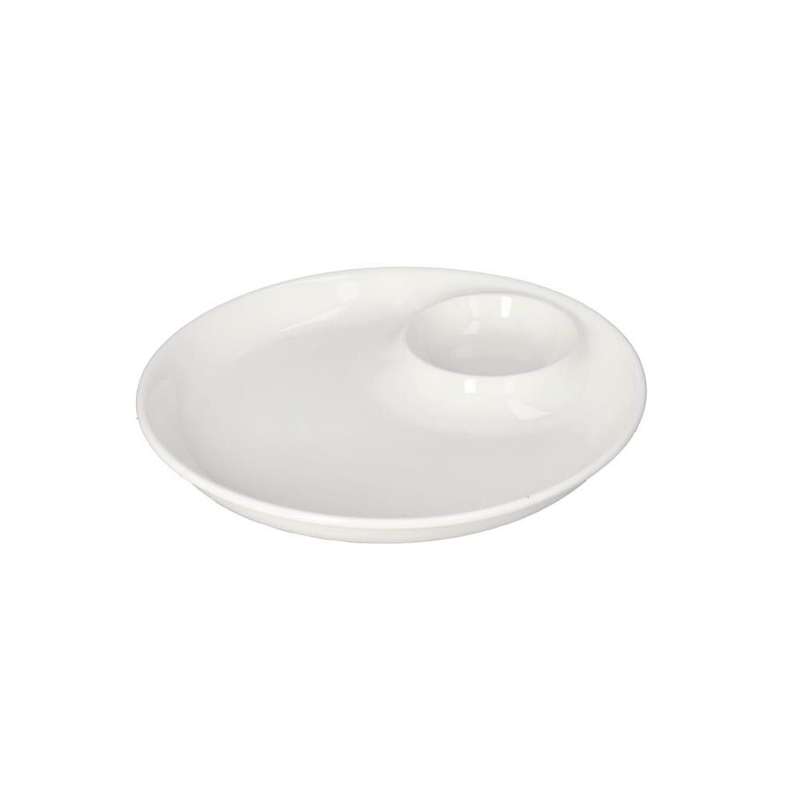 White Round Ceramic Dip Divided Serving Platter Tray 253Cm 10 Inch