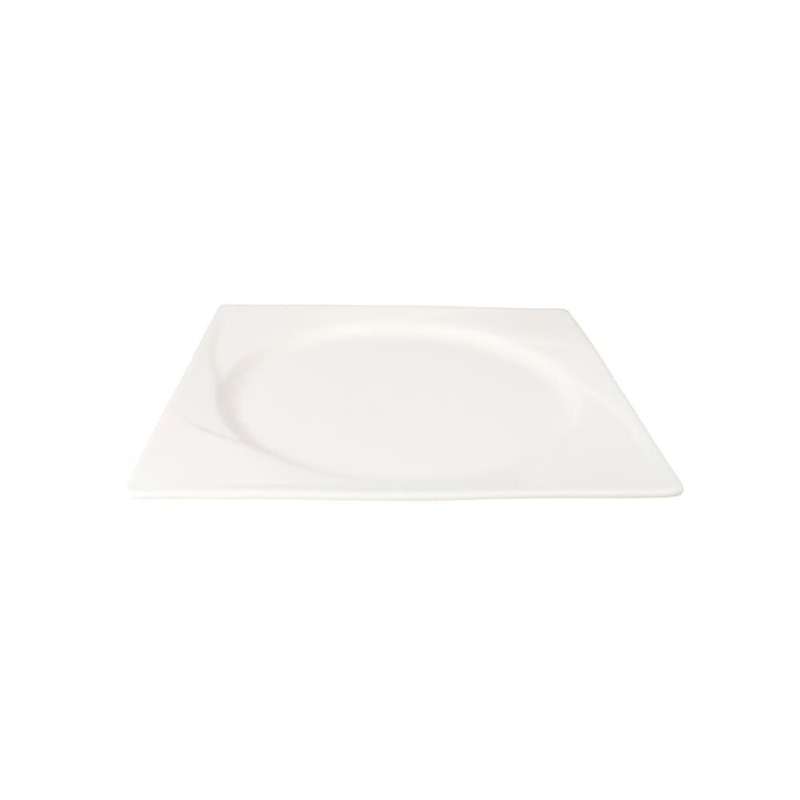 White Square Ceramic Flat Dinner Plate 25Cm
