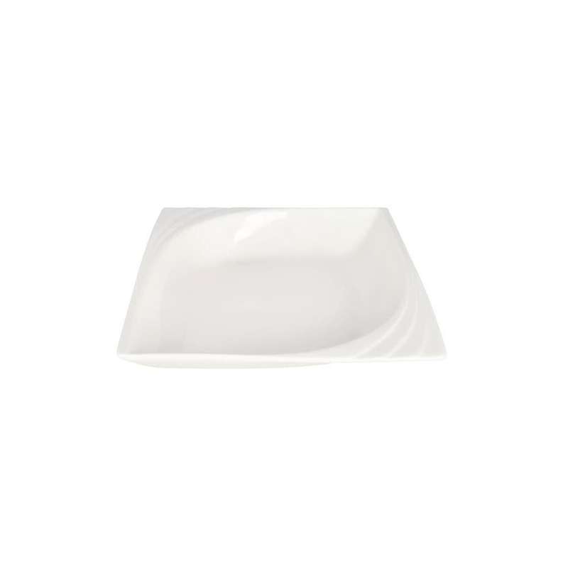 White Square Ceramic Leaf Shaped Deep Plate 22Cm 646G 8 Inch