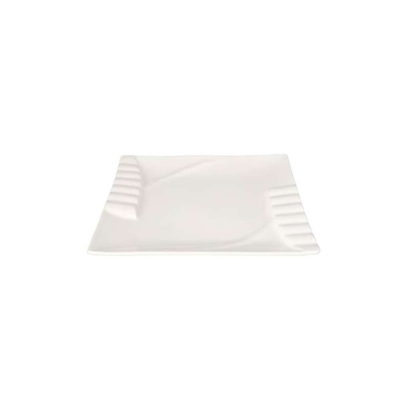 White Square Ceramic Piano Dinner Plate 25Cm