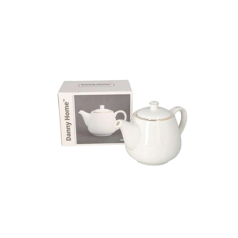 White Square Ceramic Teapot 14Cm 1000Ml