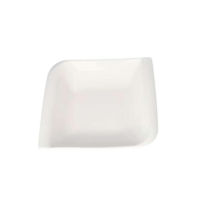 White Square Ceramic Wavy Deep Pasta Plate 21Cm 675G 8 Inch