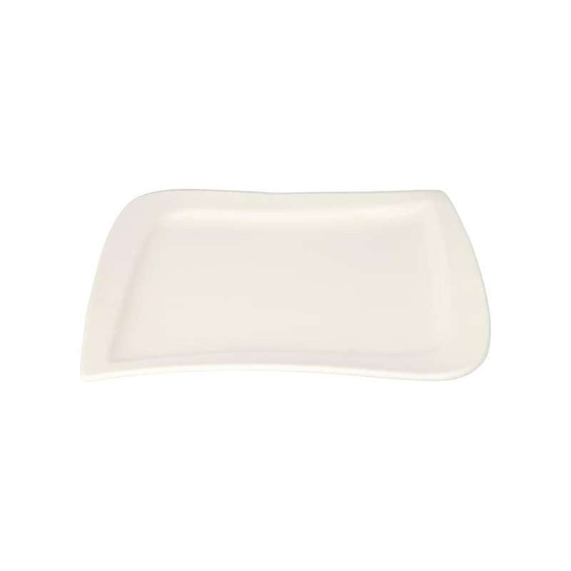 White Square Ceramic Wavy Dinner Plate 265Cm 776G 105 Inch