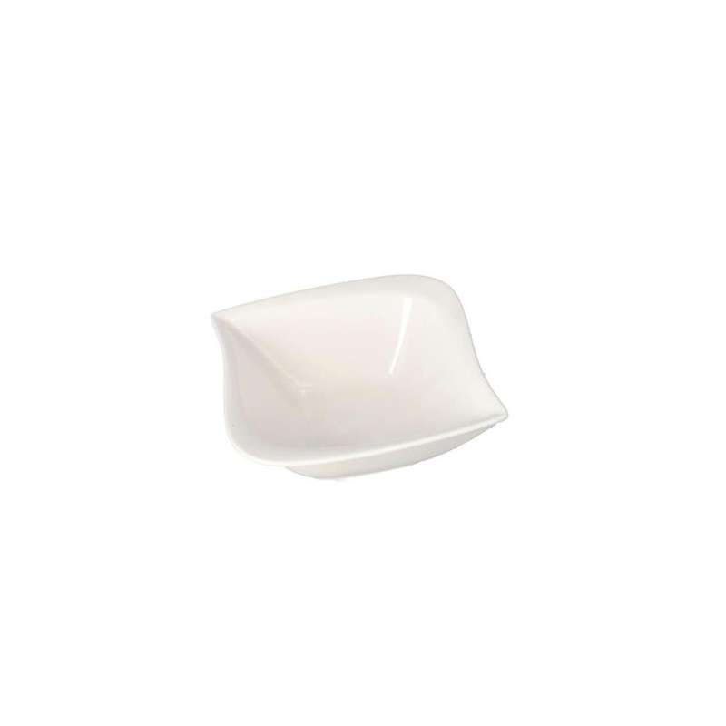 White Square Wavy Ceramic Cereal Bowl 14Cm 226G 5 Inch