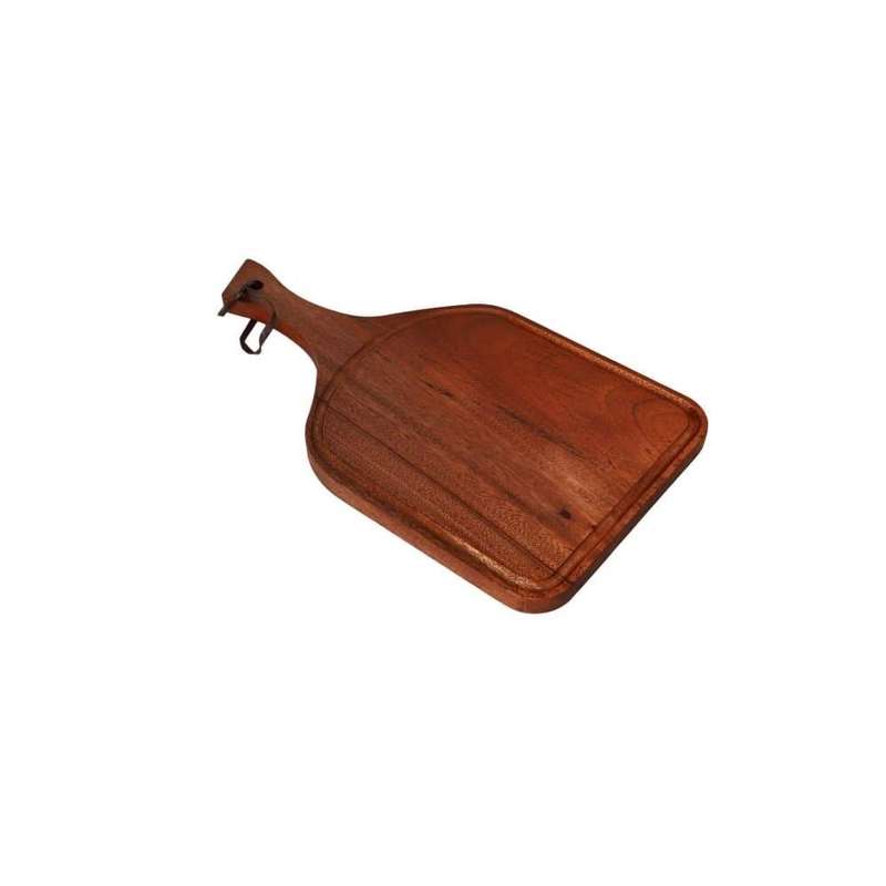 Wooden Rectangular Ox Horn Pizza Board With Handle 444Cm