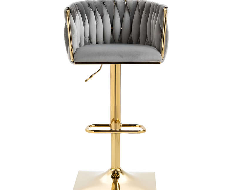 Opulent Velvet High Bar Chair- Grey