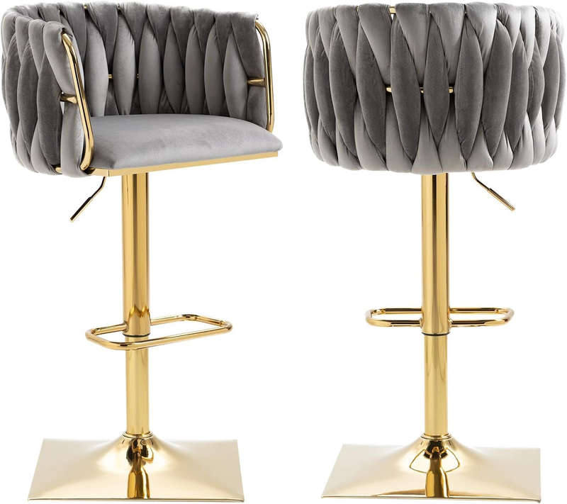 Opulent Velvet High Bar Chair- Grey
