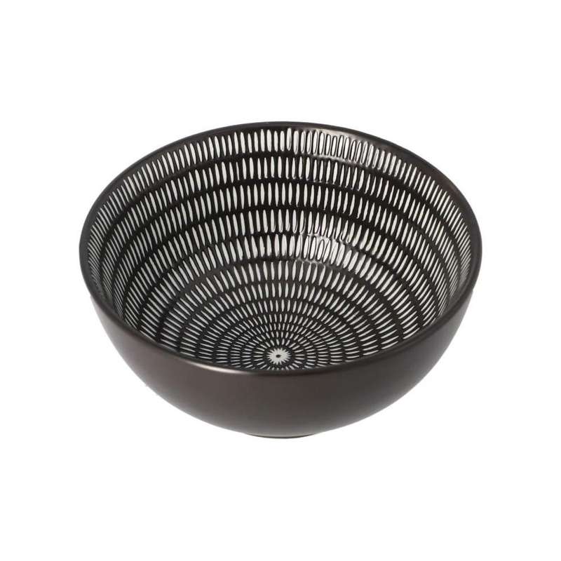 Black Round Stoneware Dessert Deep Bowl 13Cm