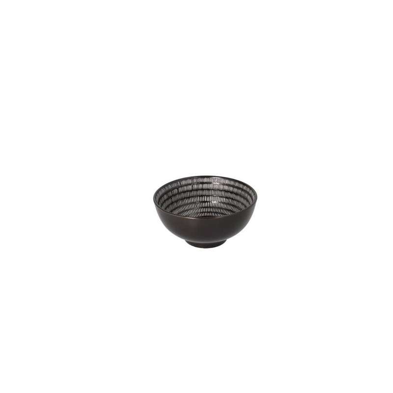 Black Round Stoneware Deep Bowl 15Cm
