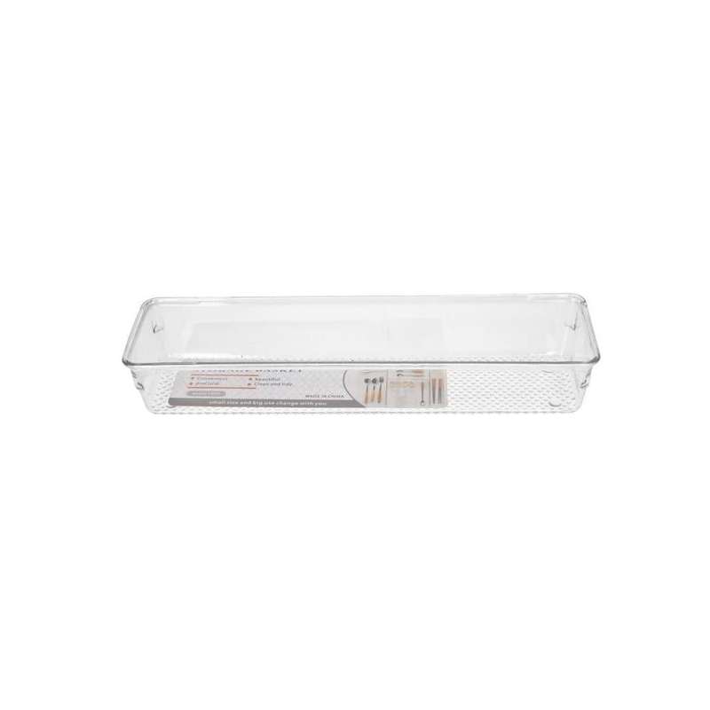 Clear Rectangular Plastic Cutlery Storage Drawer Organizer 31Cm