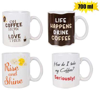 Mug novelty jumbo 700ml coffee asstd