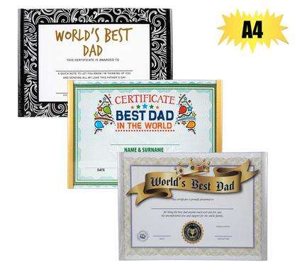 Poster certificate a4 dad in frame