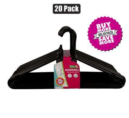Clothes hangers plastic pack-20 black/ 2 packs of 20 each