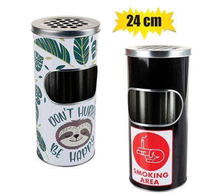 Ashtray tin mini bin 24cm asstd