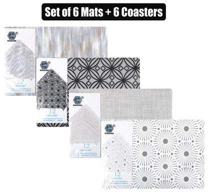 Place mat pp w/coasters 6pc 43x28cm asst