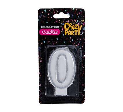 Candle birthday single number-0 silver