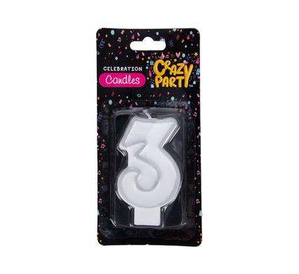 Candle birthday single number-3 silver