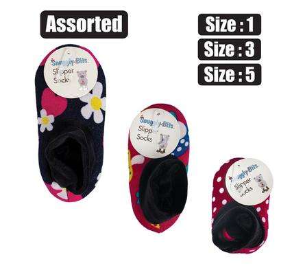 Socks slippers kids size 11.5-4 asstd