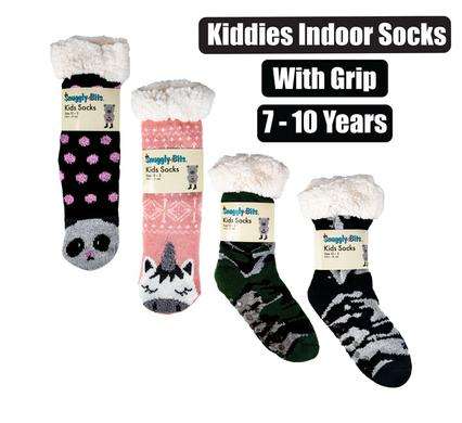 Socks indoor w/grip size 7-10yrs