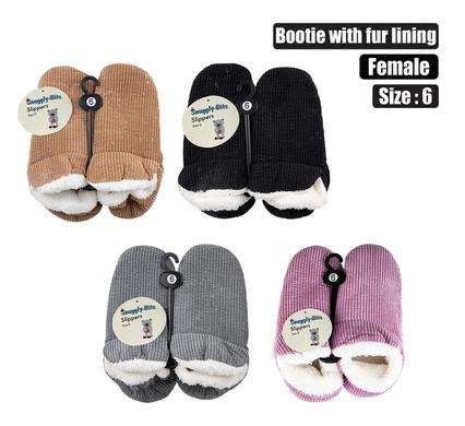 Slipper bootie with fur lining size 6