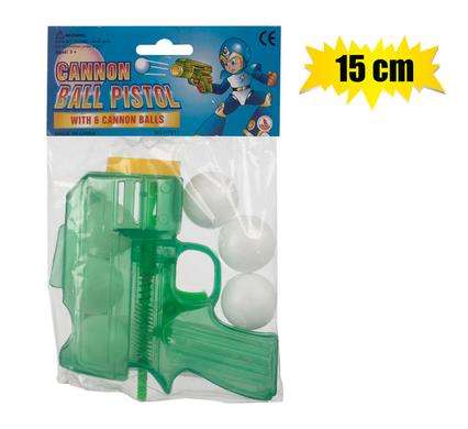 Gun hand cannon ball w/6 balls 15cm