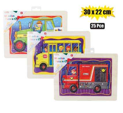 Puzzle wood tray asstd 30x22cm 25pc