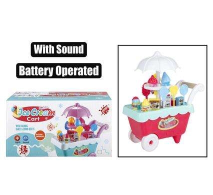 Playset ice cream cart w/sound & light