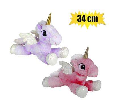 Plush unicorn pastel w/wings 34cm