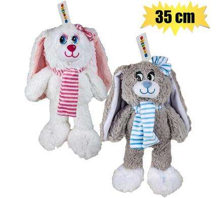 Plush bunny w/scarf 35cm asstd