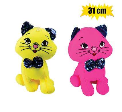Plush bright cat w/foambeads 31cm