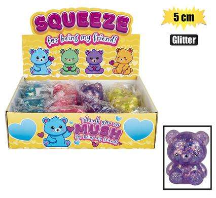 Novelty squeeze bear glitter asst