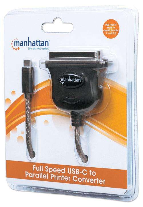 Manhattan Full-Speed USB-C to Cen36 Parallel Printer Converter - USB-C Male to Cen36 Female 1m (3...